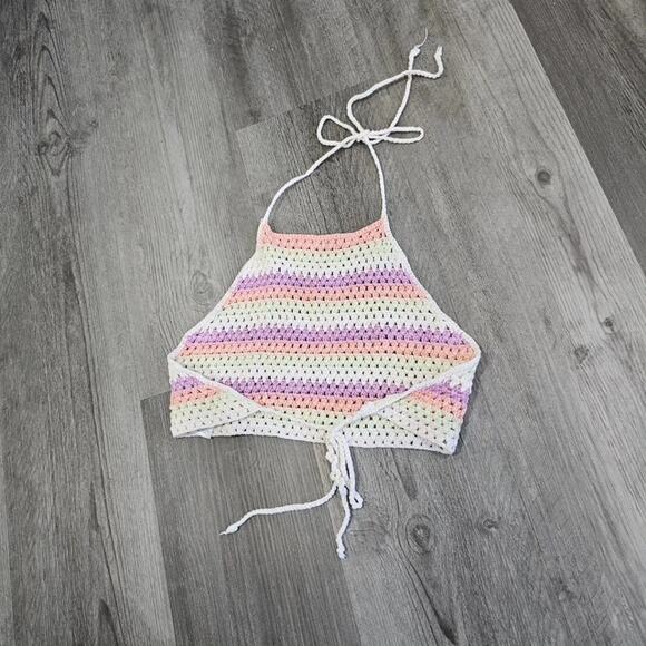 bp Crochet Halter Topin Purple Multi Cottage Stripe - Picture 6 of 10